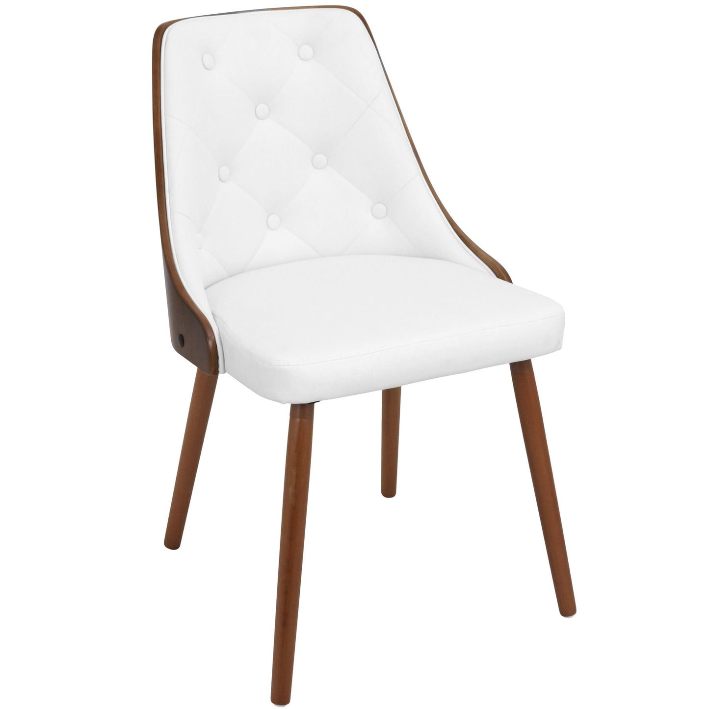 Gianna Contemporary Dinning Chair in Walnut Wood and Brown Faux Leather