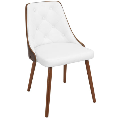 Gianna Contemporary Dinning Chair in Walnut Wood and Brown Faux Leather