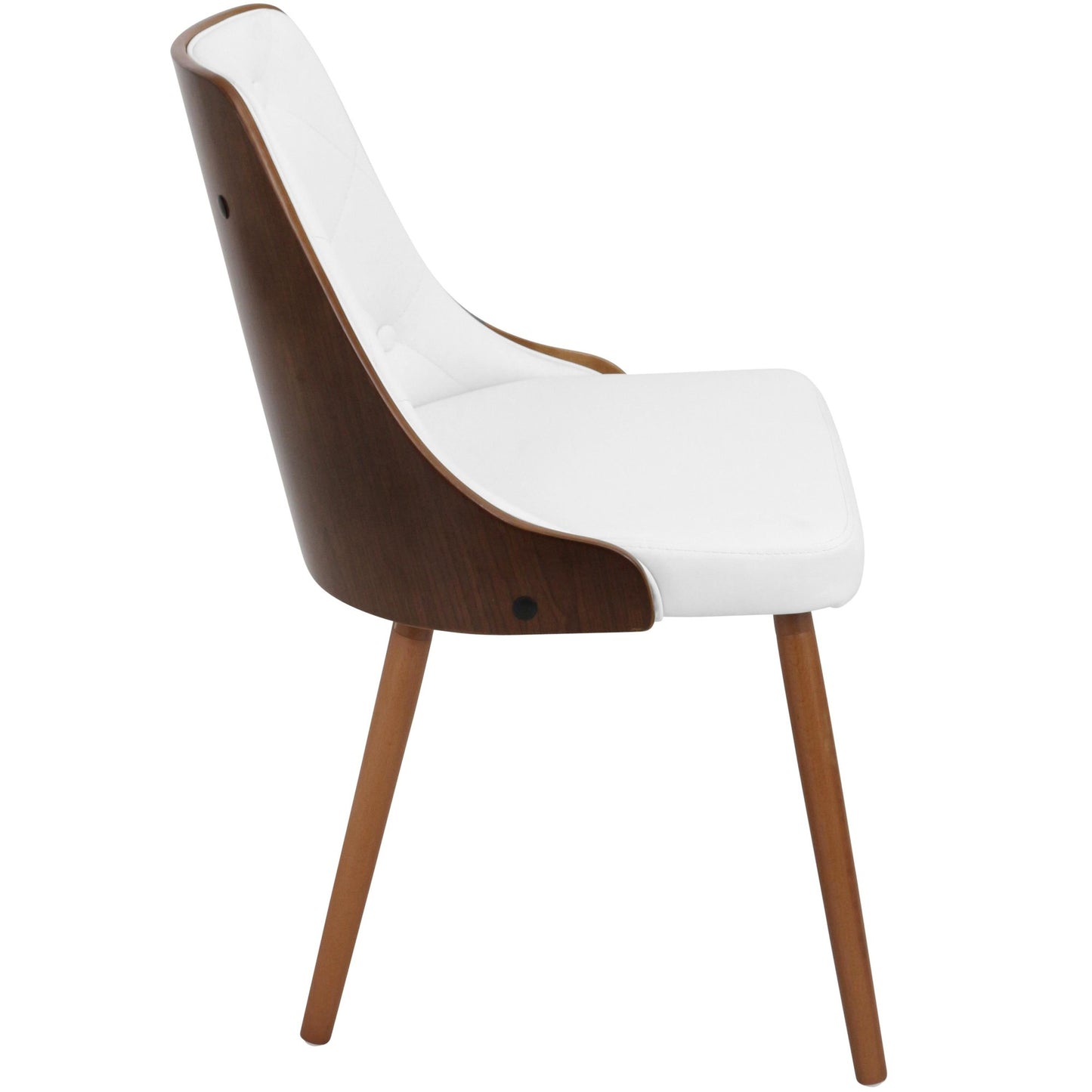 Gianna Contemporary Dinning Chair in Walnut Wood and Brown Faux Leather