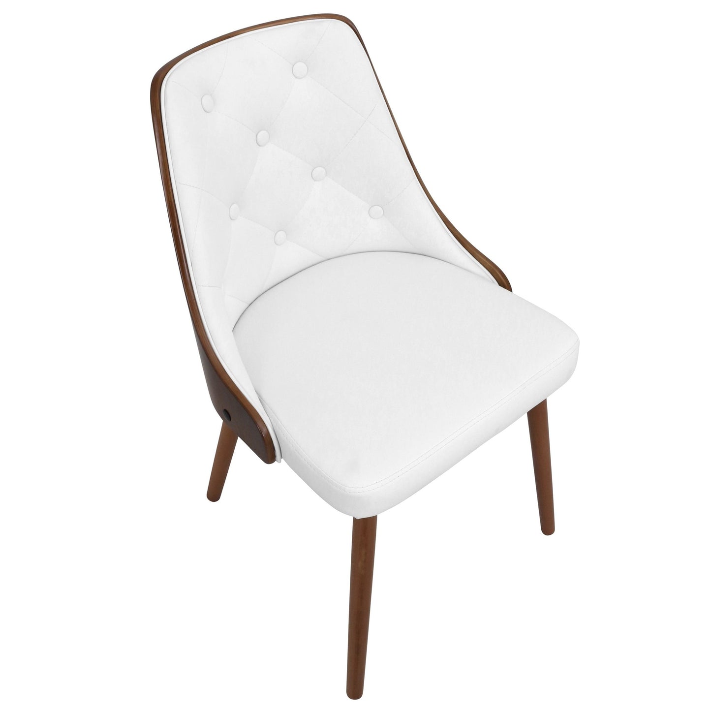 Gianna Contemporary Dinning Chair in Walnut Wood and Brown Faux Leather