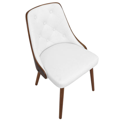 Gianna Contemporary Dinning Chair in Walnut Wood and Brown Faux Leather