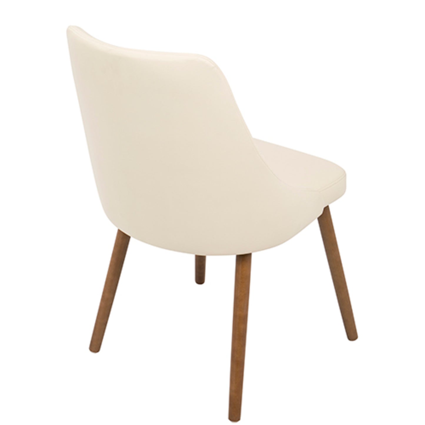 Giovanni Mid-Century Modern Dining/Accent Chair in Walnut and Cream Quilted Faux Leather
