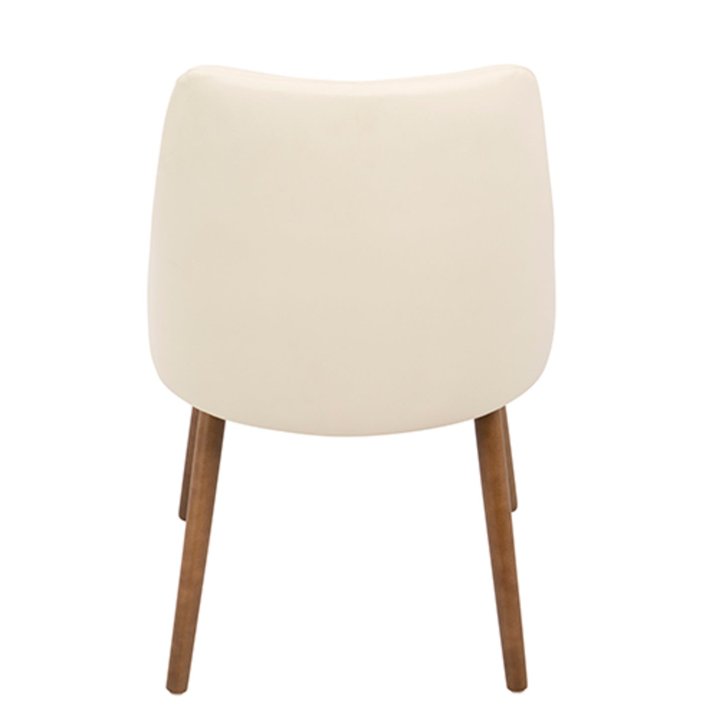 Giovanni Mid-Century Modern Dining/Accent Chair in Walnut and Cream Quilted Faux Leather