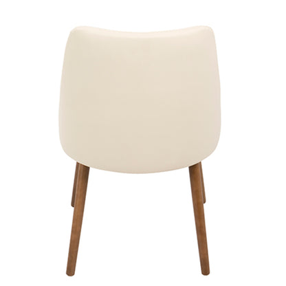 Giovanni Mid-Century Modern Dining/Accent Chair in Walnut and Cream Quilted Faux Leather