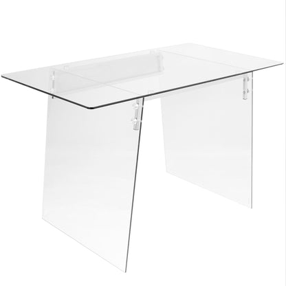 Glacier Contemporary Desk in Clear and Chrome