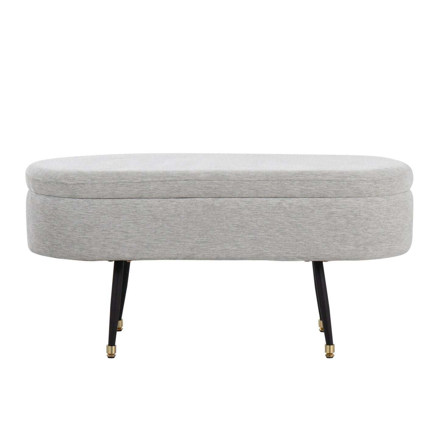 Harvey Contemporary Storage Bench in Black Metal and Cream Fabric with Gold Metal Accent