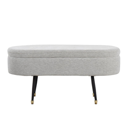 Harvey Contemporary Storage Bench in Black Metal and Cream Fabric with Gold Metal Accent