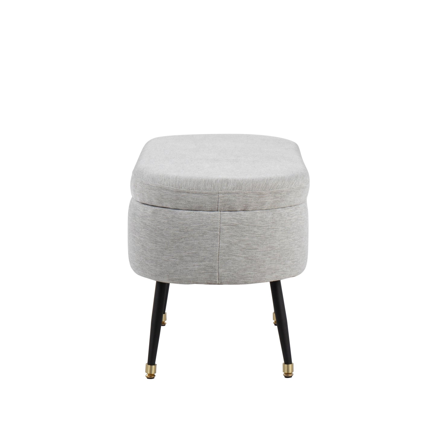 Harvey Contemporary Storage Bench in Black Metal and Cream Fabric with Gold Metal Accent