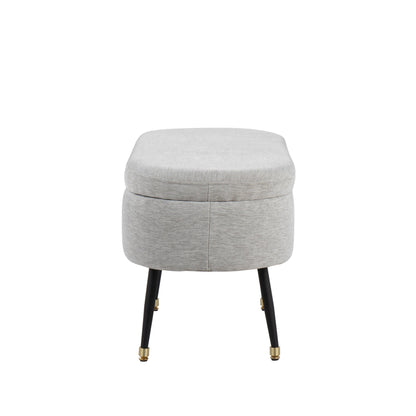 Harvey Contemporary Storage Bench in Black Metal and Cream Fabric with Gold Metal Accent