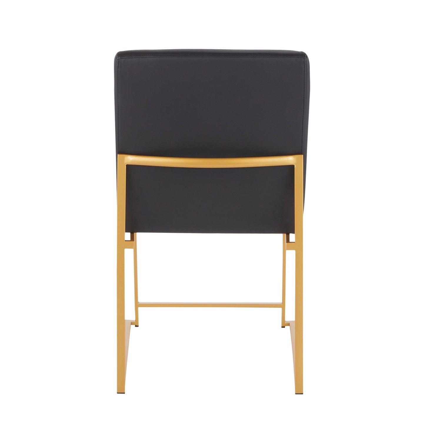High Back Fuji Contemporary Dining Chair in Gold Steel and Beige Fabric   - Set of 2