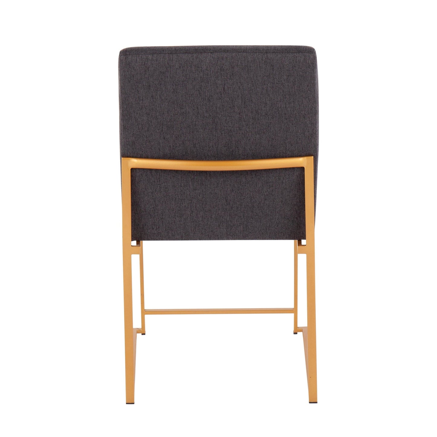 High Back Fuji Contemporary Dining Chair in Gold Steel and Beige Fabric   - Set of 2