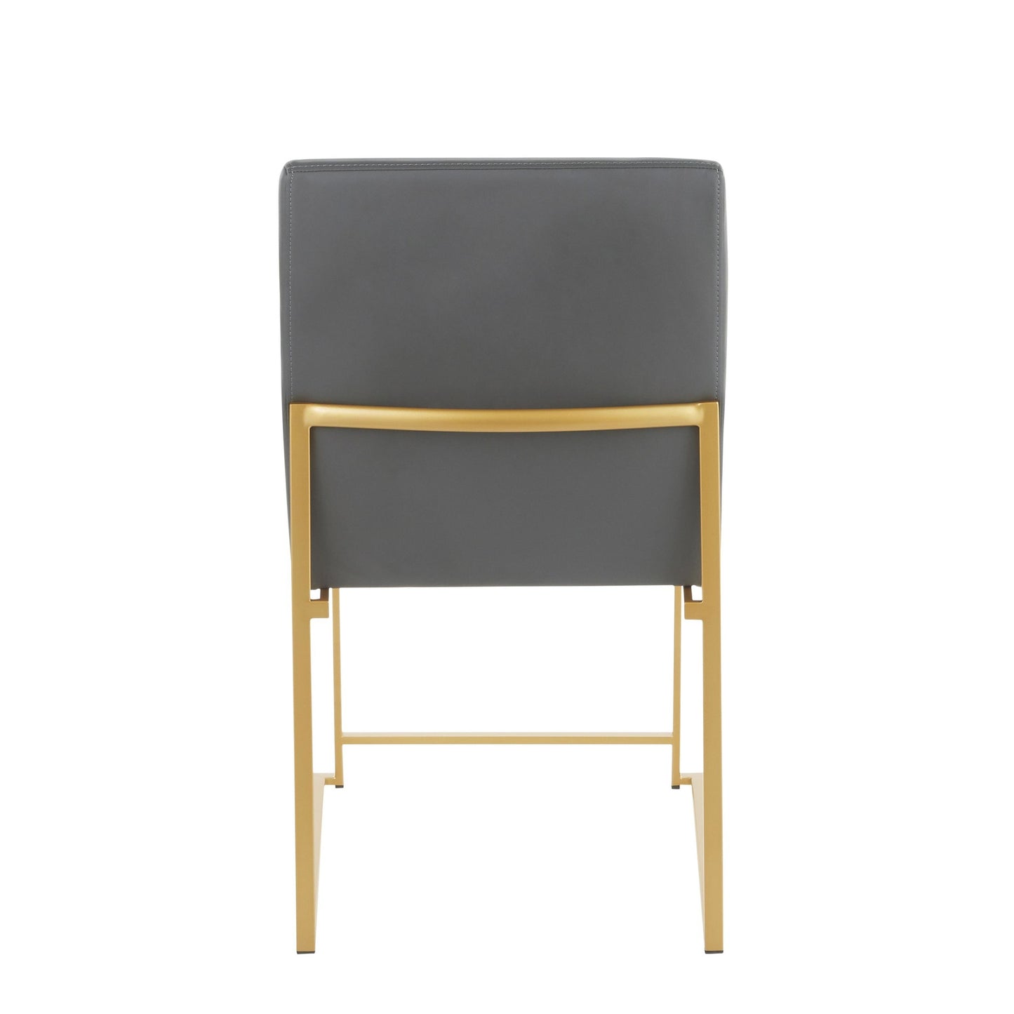 High Back Fuji Contemporary Dining Chair in Gold Steel and Beige Fabric   - Set of 2