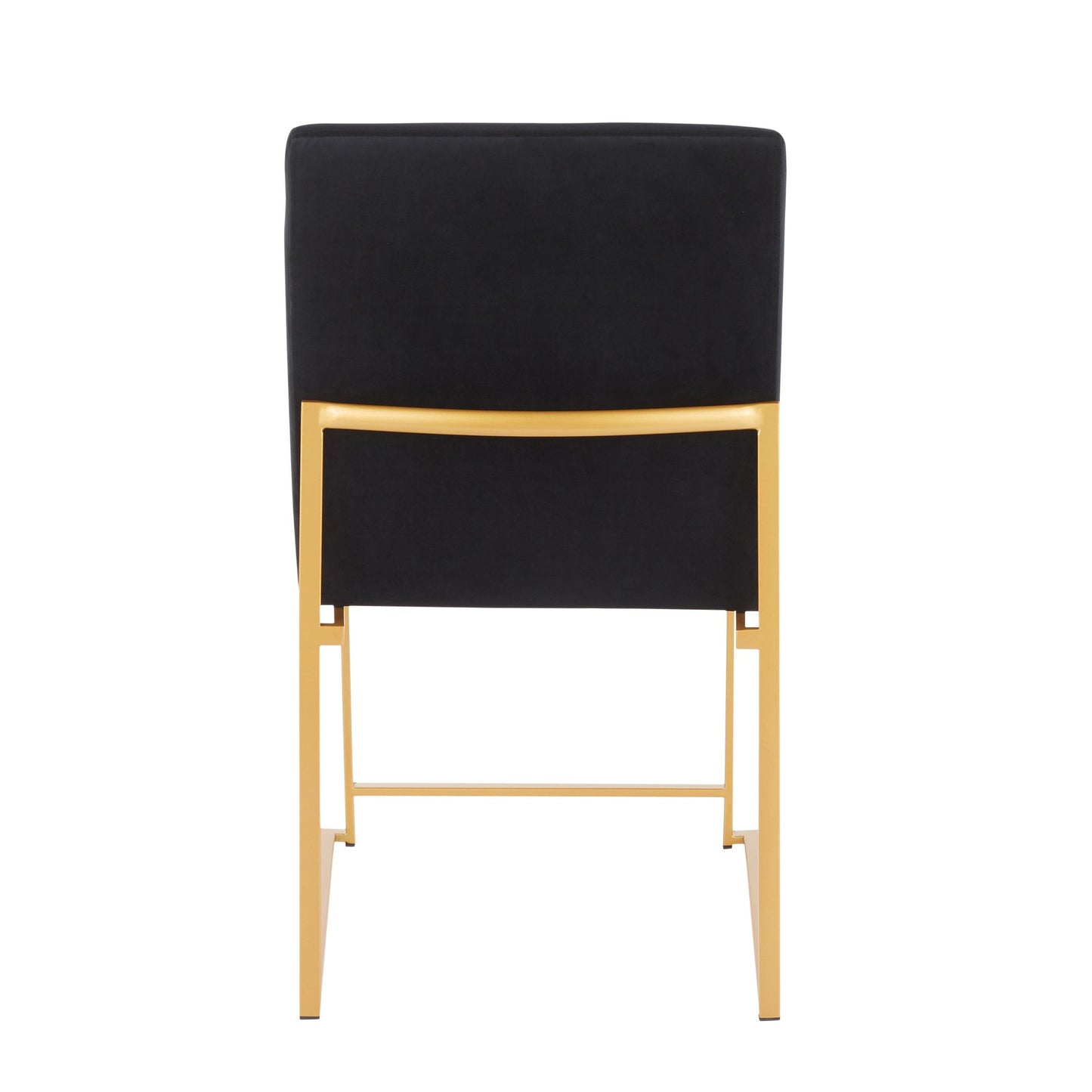 High Back Fuji Contemporary Dining Chair in Gold Steel and Beige Fabric   - Set of 2