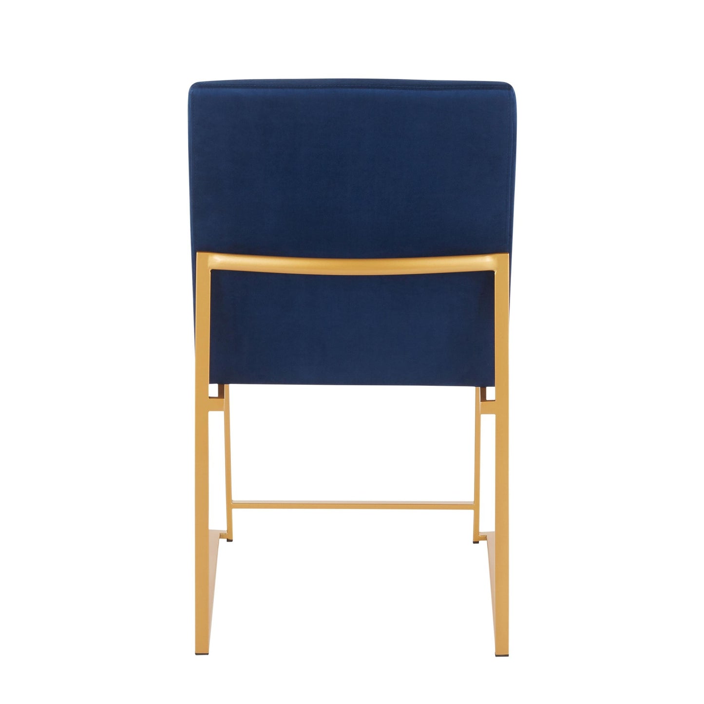 High Back Fuji Contemporary Dining Chair in Gold Steel and Beige Fabric   - Set of 2