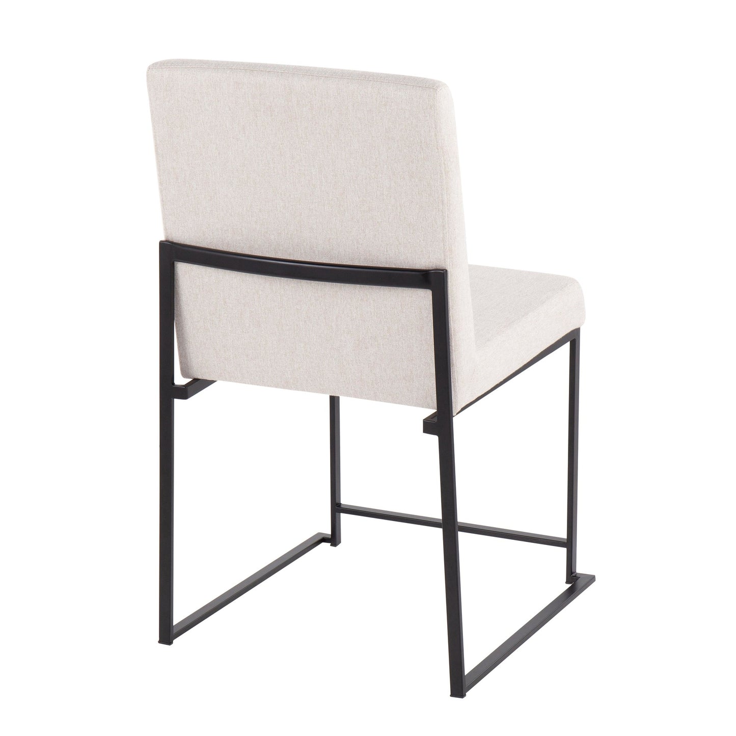 High Back Fuji Contemporary Dining Chair in Gold Steel and Beige Fabric   - Set of 2
