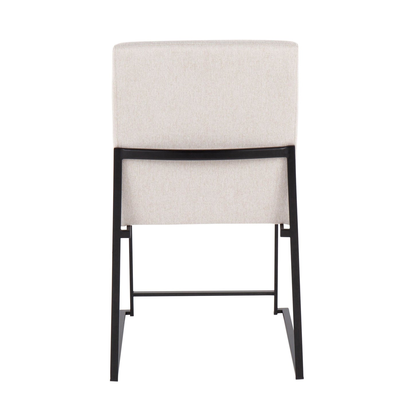 High Back Fuji Contemporary Dining Chair in Gold Steel and Beige Fabric   - Set of 2