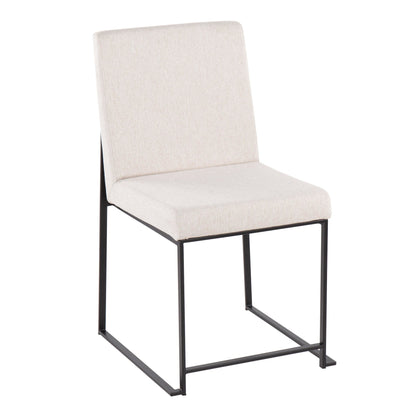 High Back Fuji Contemporary Dining Chair in Gold Steel and Beige Fabric   - Set of 2