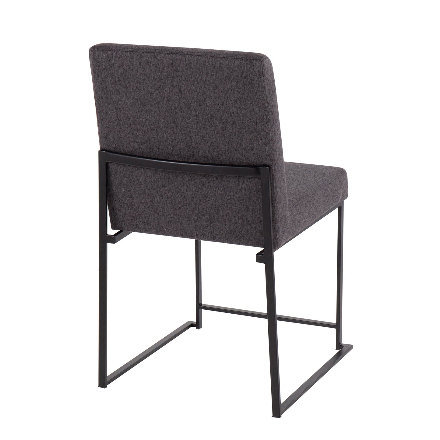 High Back Fuji Contemporary Dining Chair in Gold Steel and Beige Fabric   - Set of 2
