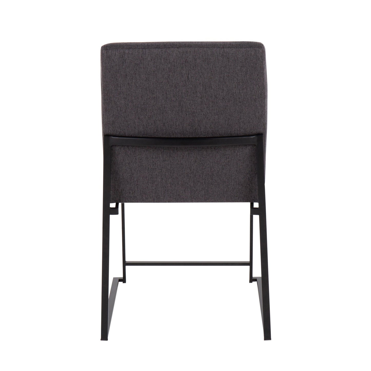 High Back Fuji Contemporary Dining Chair in Gold Steel and Beige Fabric   - Set of 2