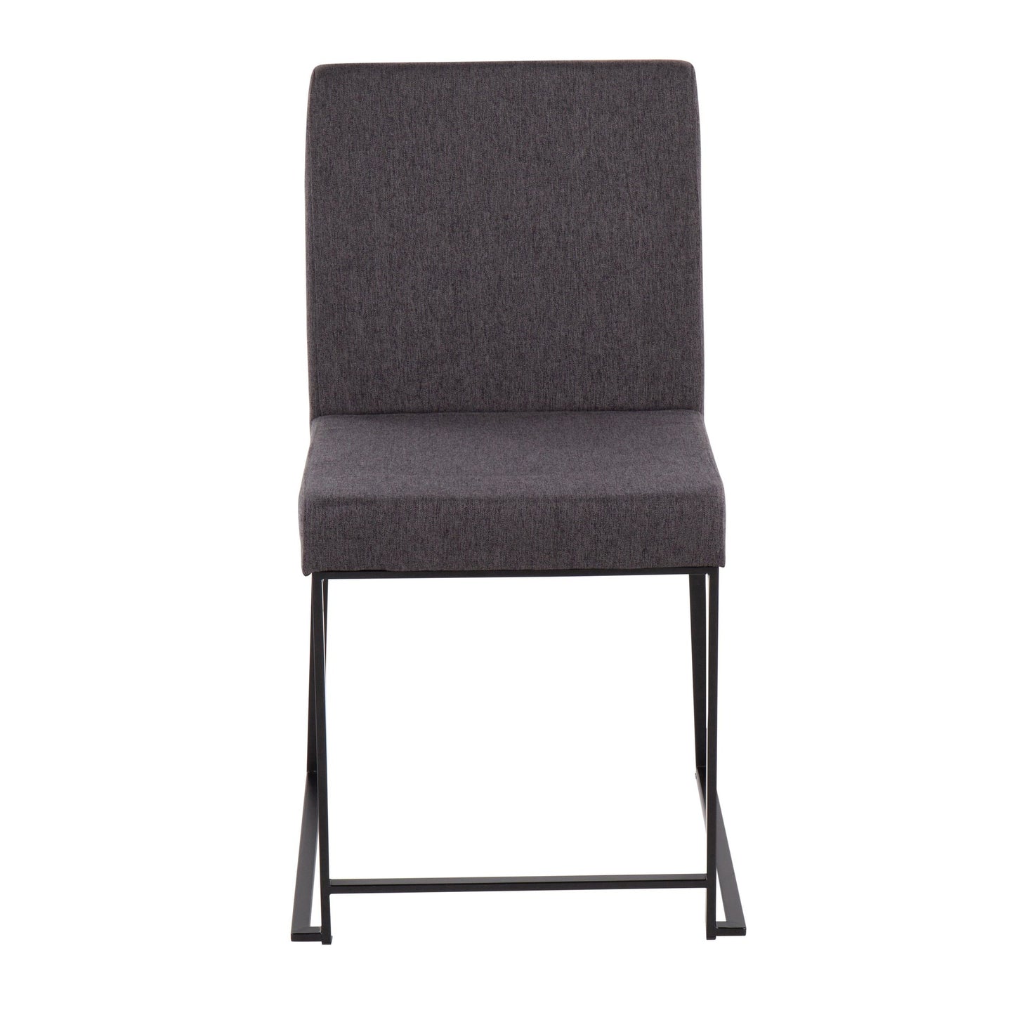 High Back Fuji Contemporary Dining Chair in Gold Steel and Beige Fabric   - Set of 2