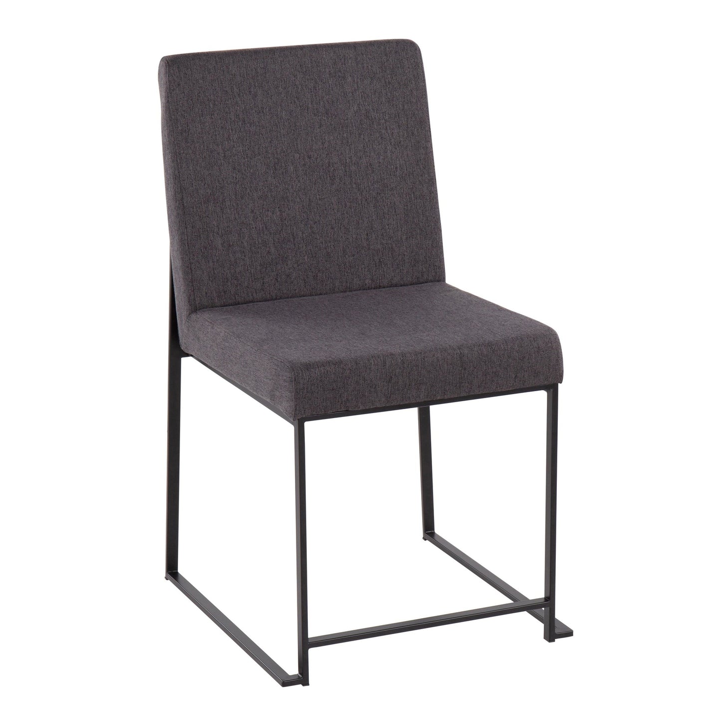 High Back Fuji Contemporary Dining Chair in Gold Steel and Beige Fabric   - Set of 2