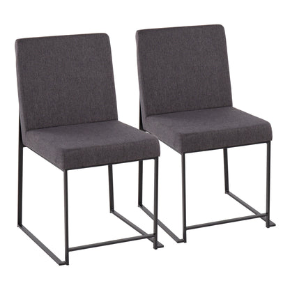 High Back Fuji Contemporary Dining Chair in Gold Steel and Beige Fabric   - Set of 2