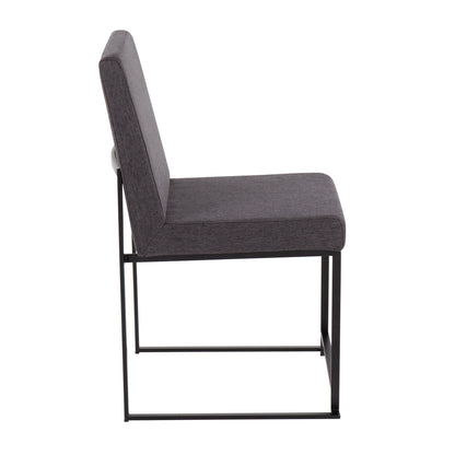 High Back Fuji Contemporary Dining Chair in Gold Steel and Beige Fabric   - Set of 2