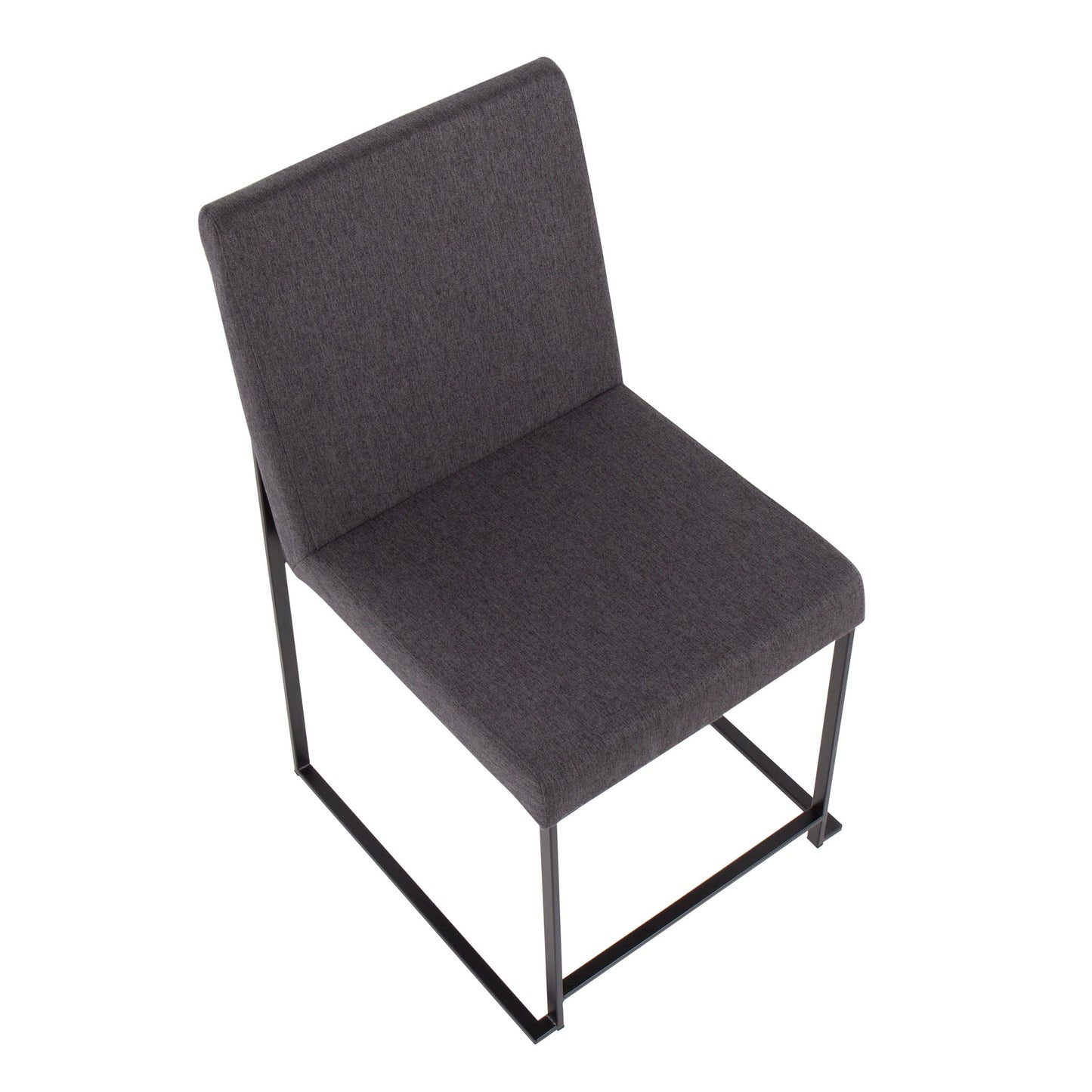 High Back Fuji Contemporary Dining Chair in Gold Steel and Beige Fabric   - Set of 2