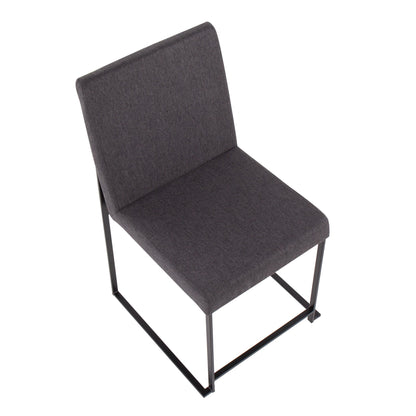 High Back Fuji Contemporary Dining Chair in Gold Steel and Beige Fabric   - Set of 2