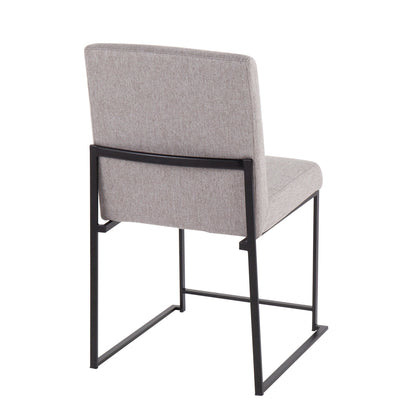 High Back Fuji Contemporary Dining Chair in Gold Steel and Beige Fabric   - Set of 2