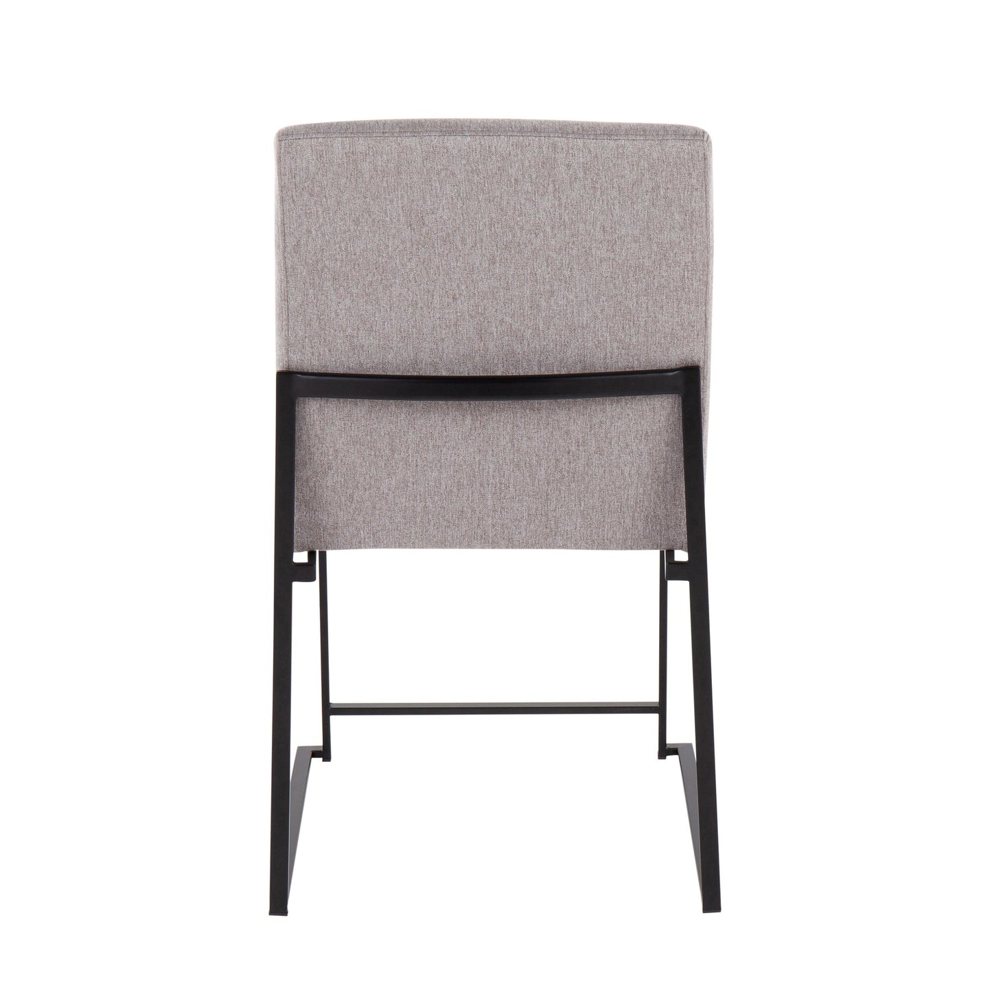 High Back Fuji Contemporary Dining Chair in Gold Steel and Beige Fabric   - Set of 2
