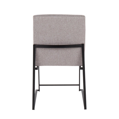 High Back Fuji Contemporary Dining Chair in Gold Steel and Beige Fabric   - Set of 2