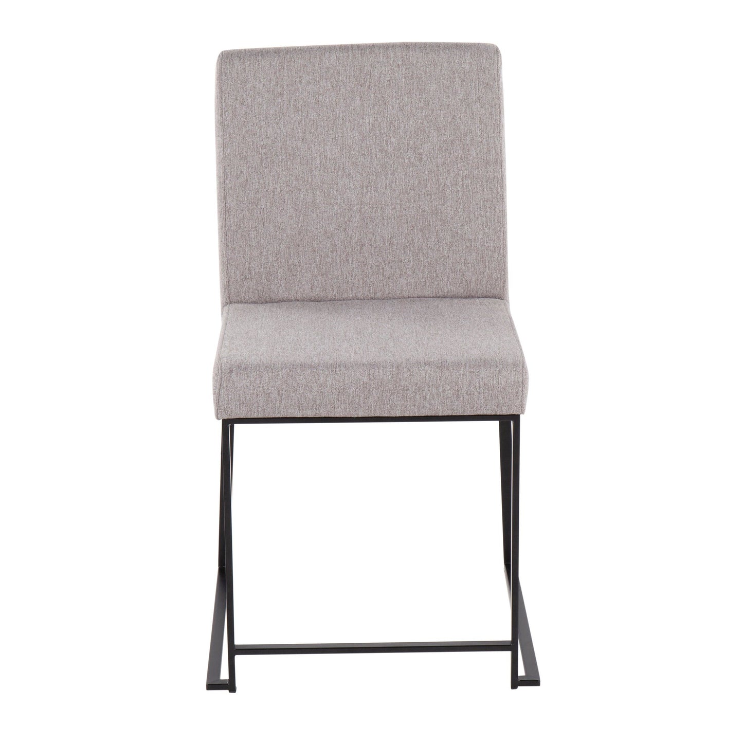 High Back Fuji Contemporary Dining Chair in Gold Steel and Beige Fabric   - Set of 2