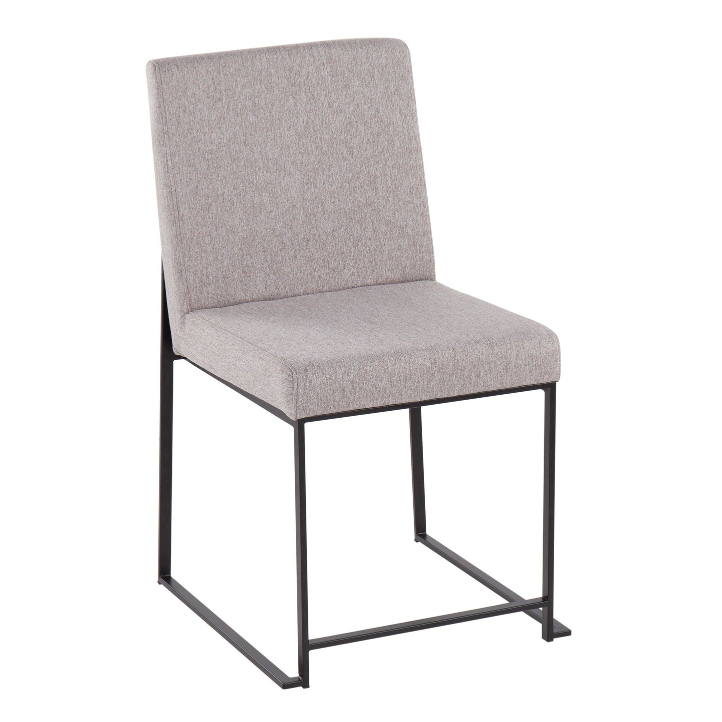 High Back Fuji Contemporary Dining Chair in Gold Steel and Beige Fabric   - Set of 2