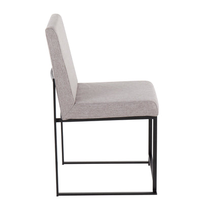 High Back Fuji Contemporary Dining Chair in Gold Steel and Beige Fabric   - Set of 2