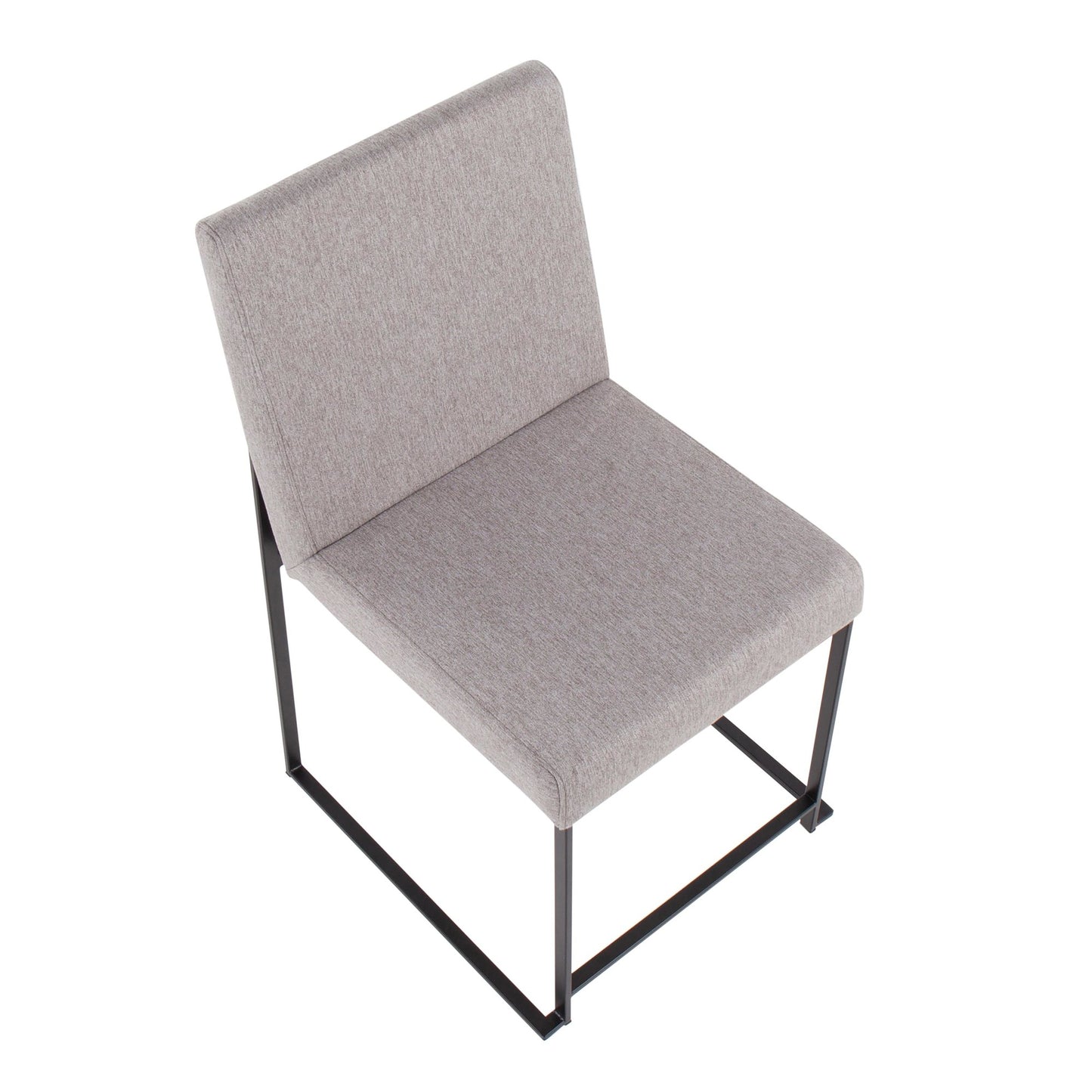 High Back Fuji Contemporary Dining Chair in Gold Steel and Beige Fabric   - Set of 2