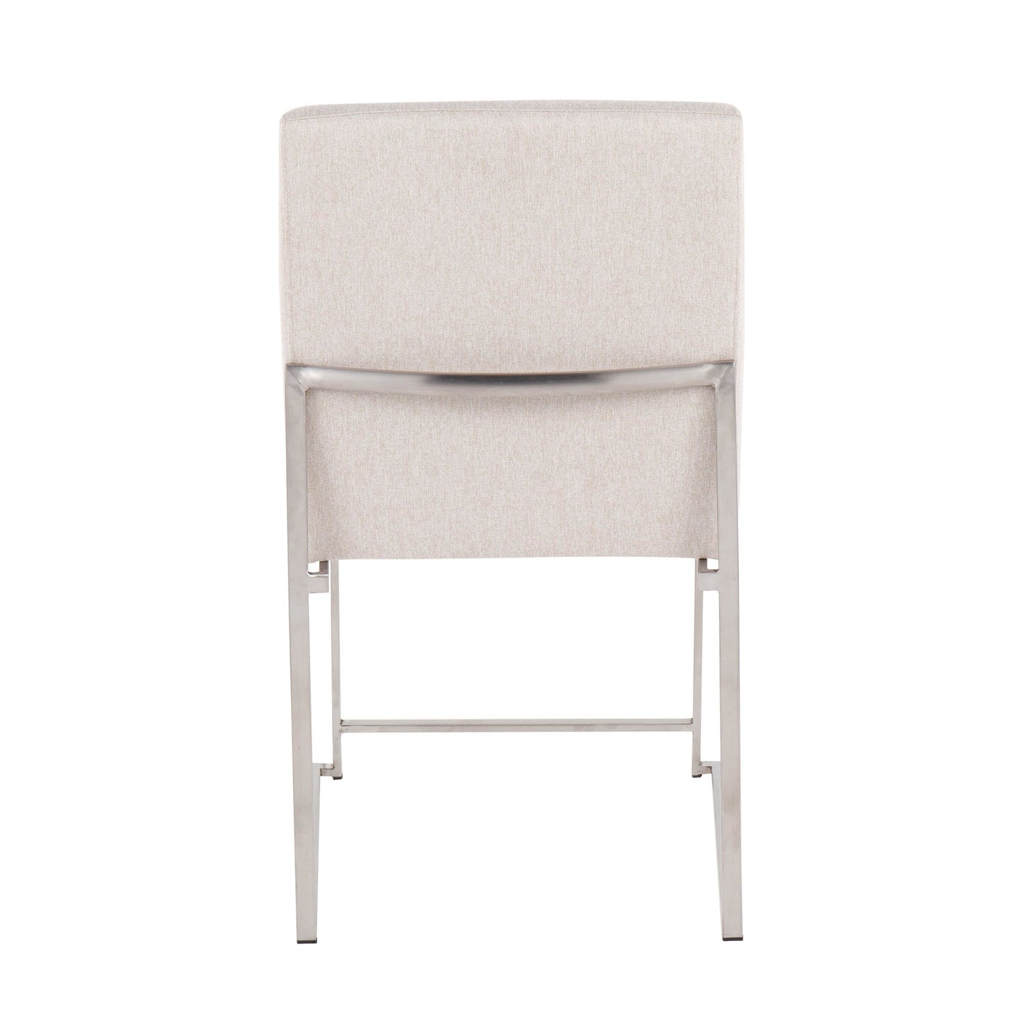 High Back Fuji Contemporary Dining Chair in Gold Steel and Beige Fabric   - Set of 2