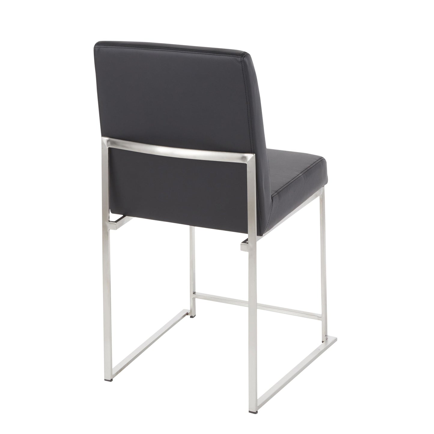 High Back Fuji Contemporary Dining Chair in Gold Steel and Beige Fabric   - Set of 2
