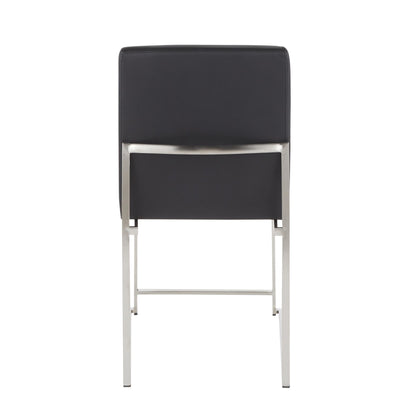 High Back Fuji Contemporary Dining Chair in Gold Steel and Beige Fabric   - Set of 2