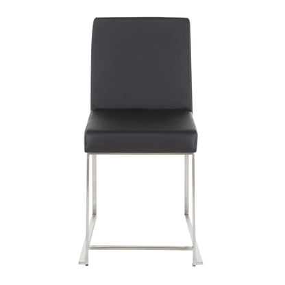 High Back Fuji Contemporary Dining Chair in Gold Steel and Beige Fabric   - Set of 2