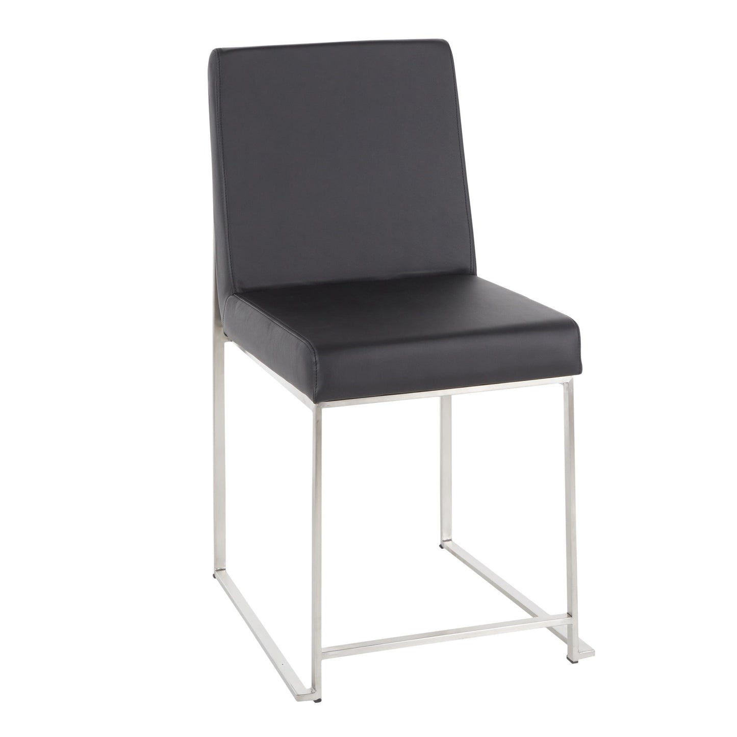 High Back Fuji Contemporary Dining Chair in Gold Steel and Beige Fabric   - Set of 2