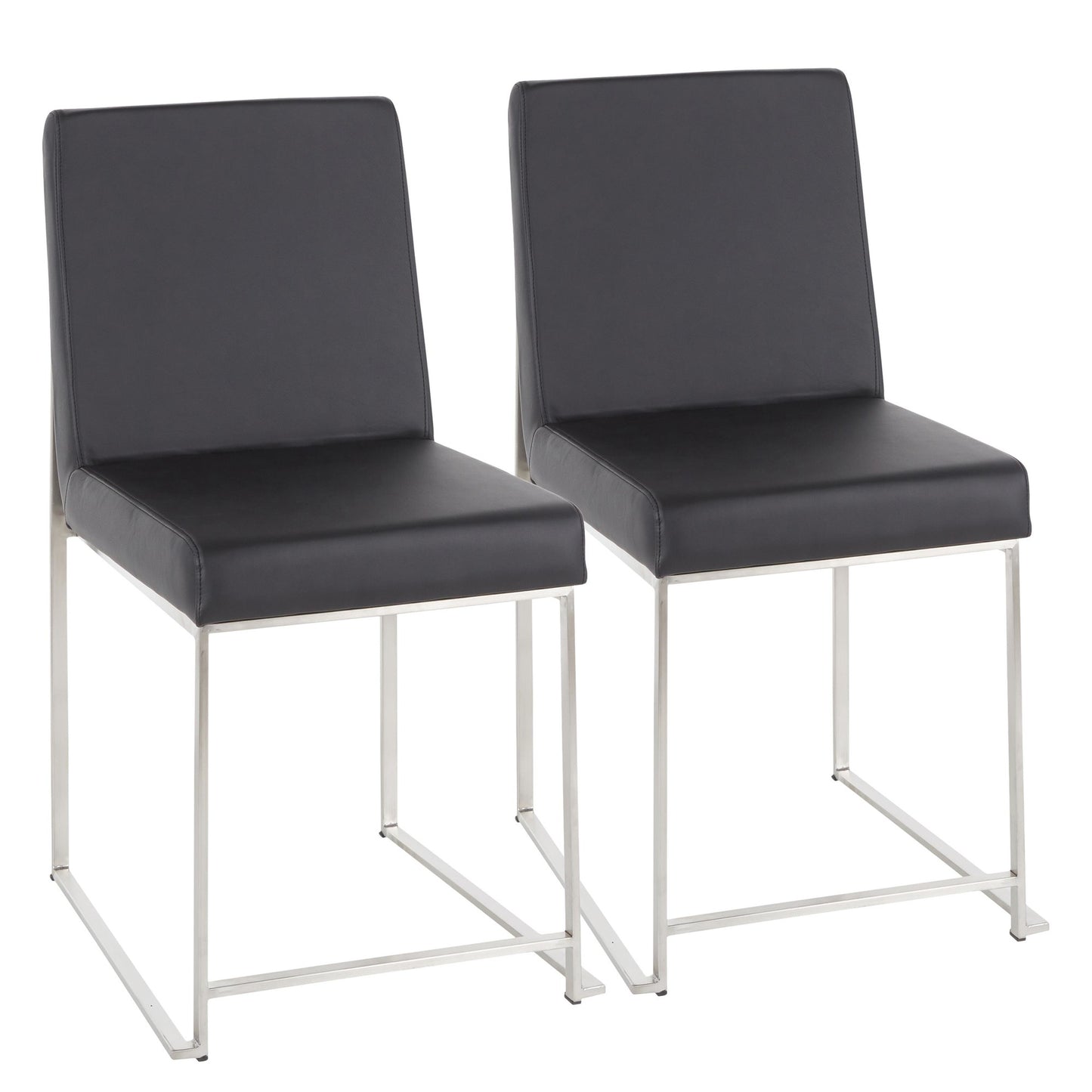 High Back Fuji Contemporary Dining Chair in Gold Steel and Beige Fabric   - Set of 2