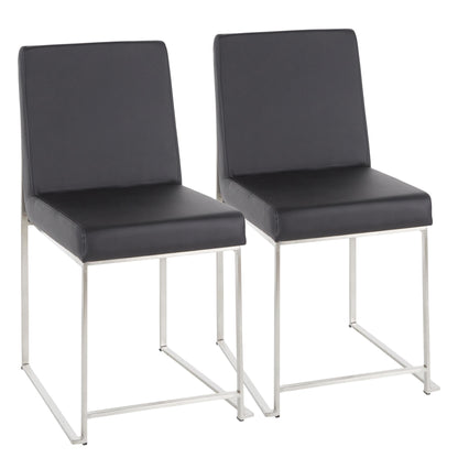 High Back Fuji Contemporary Dining Chair in Gold Steel and Beige Fabric   - Set of 2