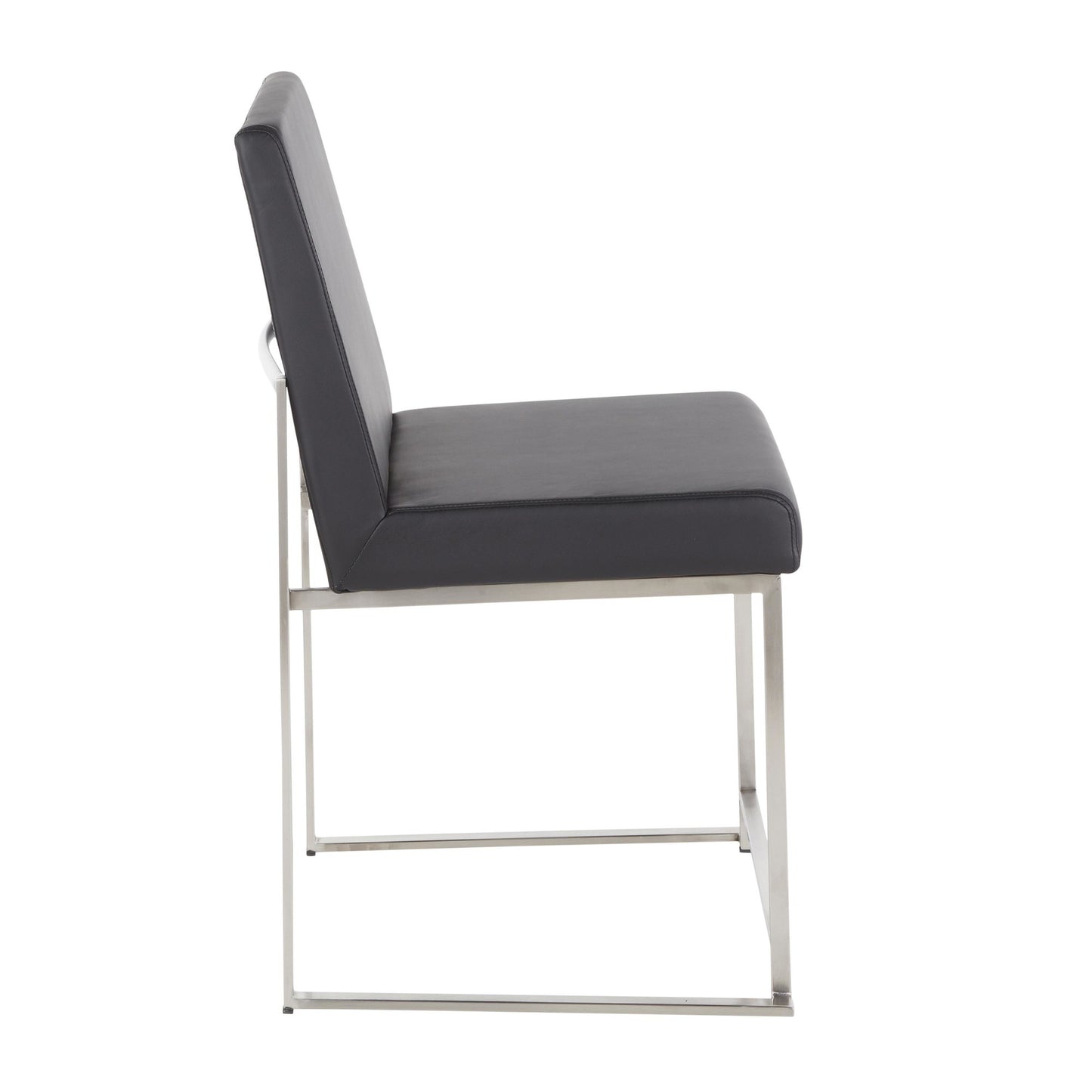 High Back Fuji Contemporary Dining Chair in Gold Steel and Beige Fabric   - Set of 2