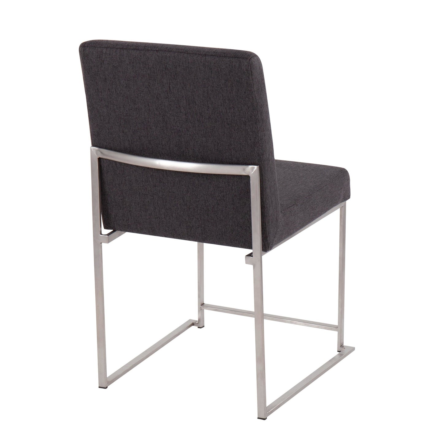 High Back Fuji Contemporary Dining Chair in Gold Steel and Beige Fabric   - Set of 2
