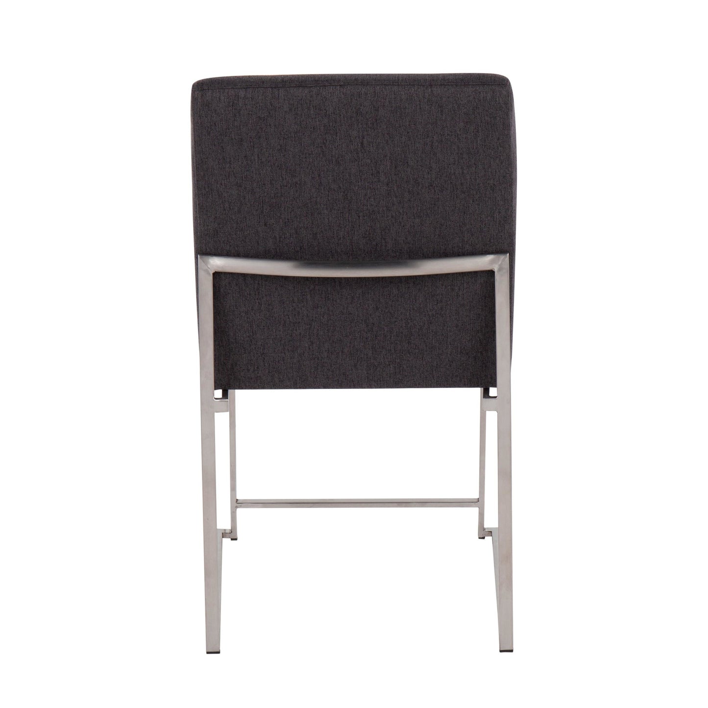 High Back Fuji Contemporary Dining Chair in Gold Steel and Beige Fabric   - Set of 2