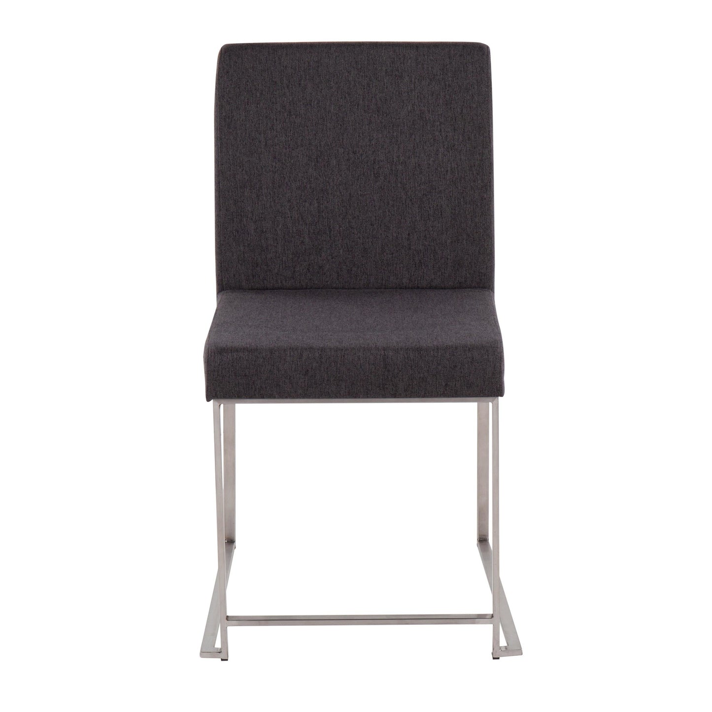 High Back Fuji Contemporary Dining Chair in Gold Steel and Beige Fabric   - Set of 2