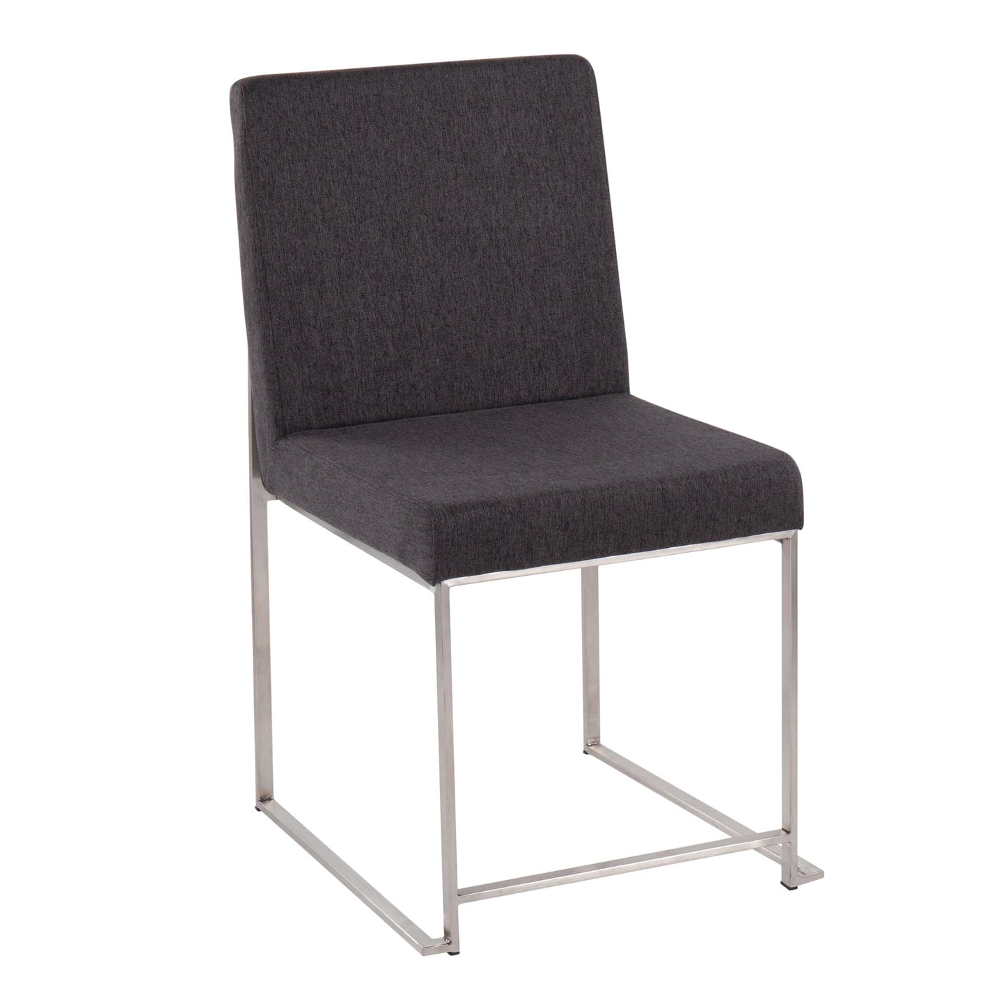 High Back Fuji Contemporary Dining Chair in Gold Steel and Beige Fabric   - Set of 2