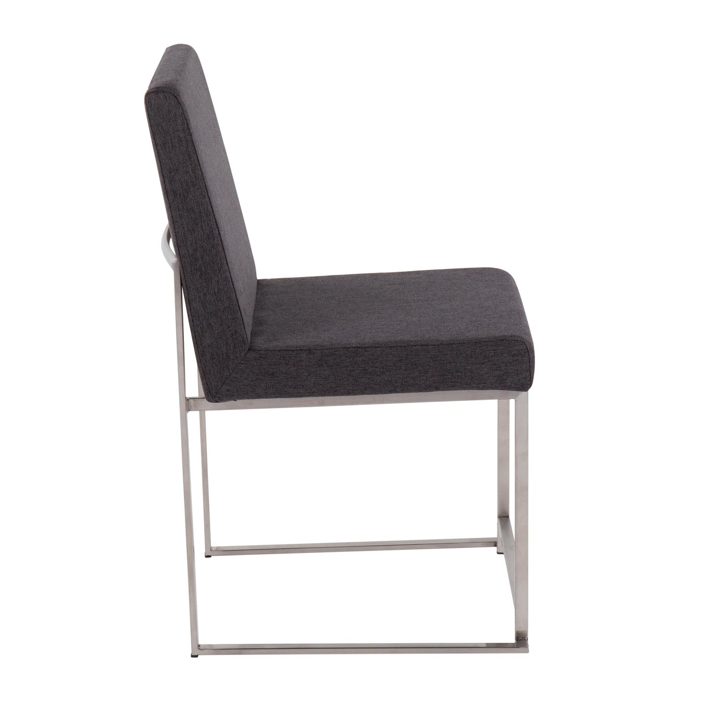 High Back Fuji Contemporary Dining Chair in Gold Steel and Beige Fabric   - Set of 2