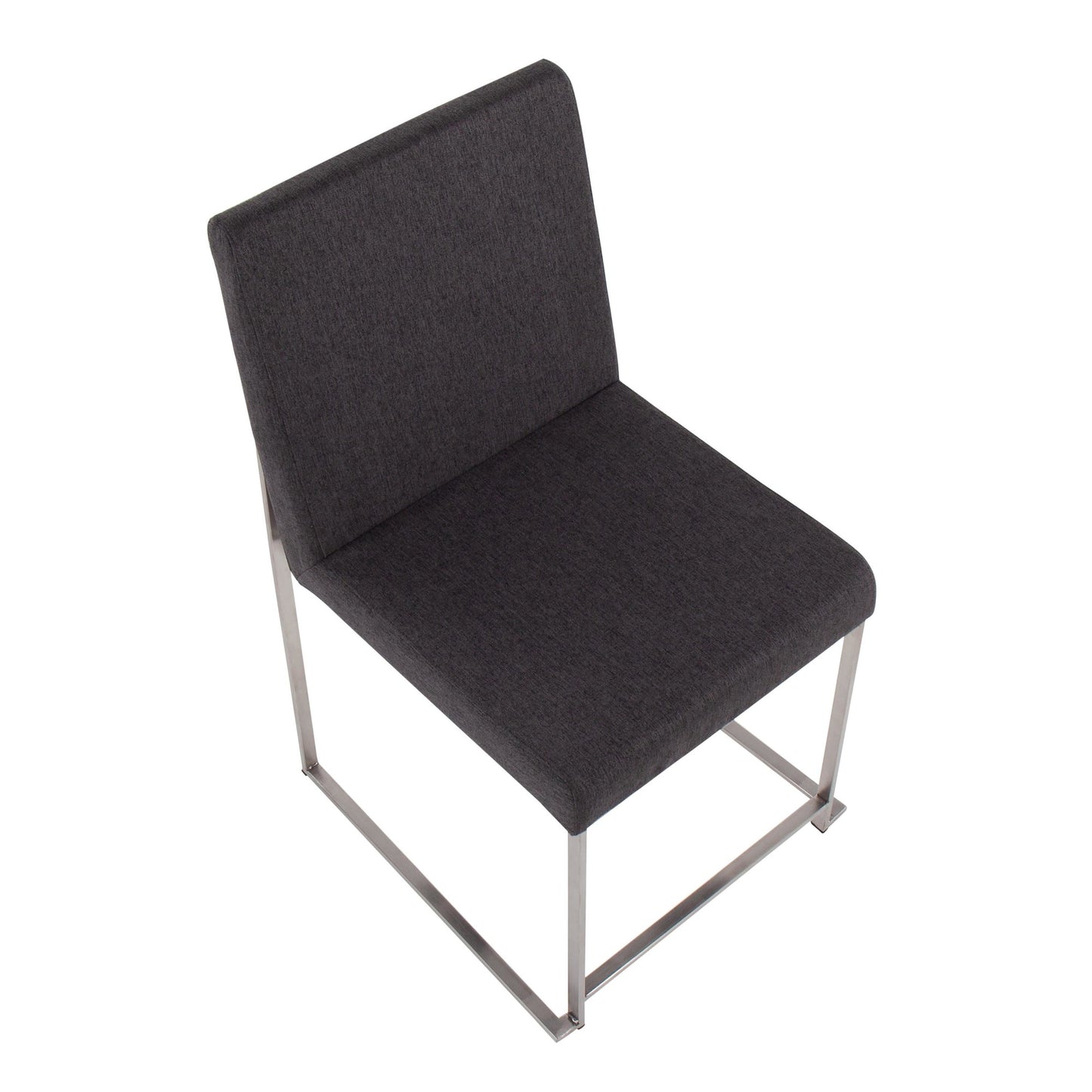 High Back Fuji Contemporary Dining Chair in Gold Steel and Beige Fabric   - Set of 2